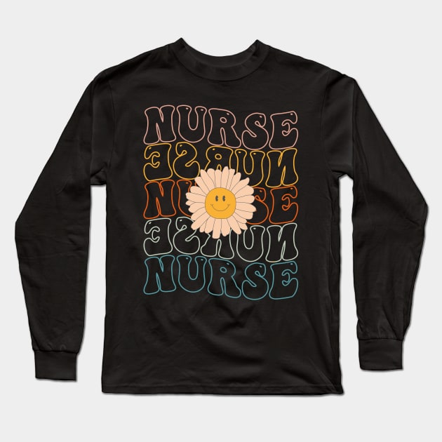 Retro Groovy Nurse Life For Women Nursing For Nurses Week T-shirts Long Sleeve T-Shirt by drag is art